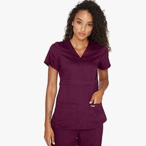 Grey's Anatomy by Barco Riley adjustable‎ scrub top,Wine color,S